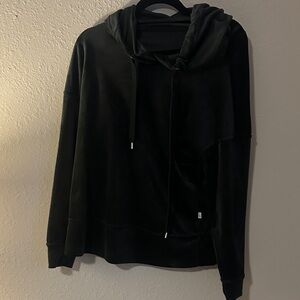 Marika velvet Black Hoodie with Drawstrings
